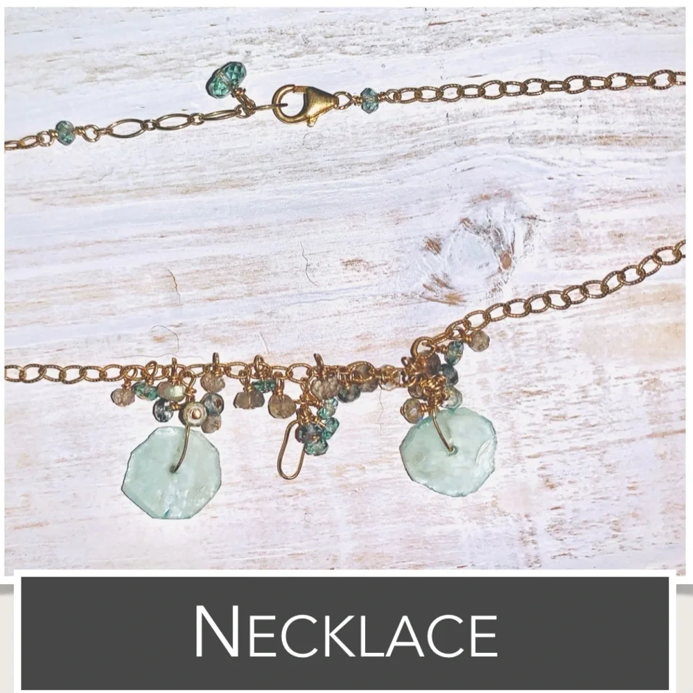 14K‎ GF Sea Glass & Labradorite Necklace (14K Gold-Filled)
